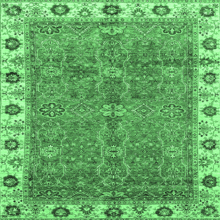 Square Machine Washable Oriental Emerald Green Traditional Area Rugs, wshabs3167emgrn
