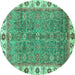 Round Oriental Turquoise Traditional Rug, abs3167turq