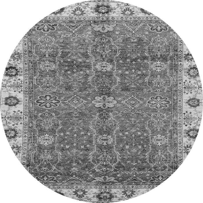 Round Oriental Gray Traditional Rug, abs3167gry