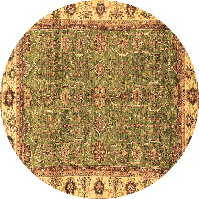 Round Machine Washable Oriental Brown Traditional Rug, wshabs3167brn