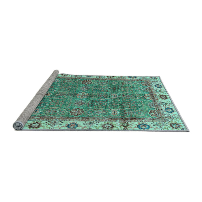 Sideview of Machine Washable Oriental Light Blue Traditional Rug, wshabs3167lblu