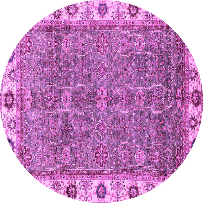 Round Machine Washable Oriental Purple Traditional Area Rugs, wshabs3167pur
