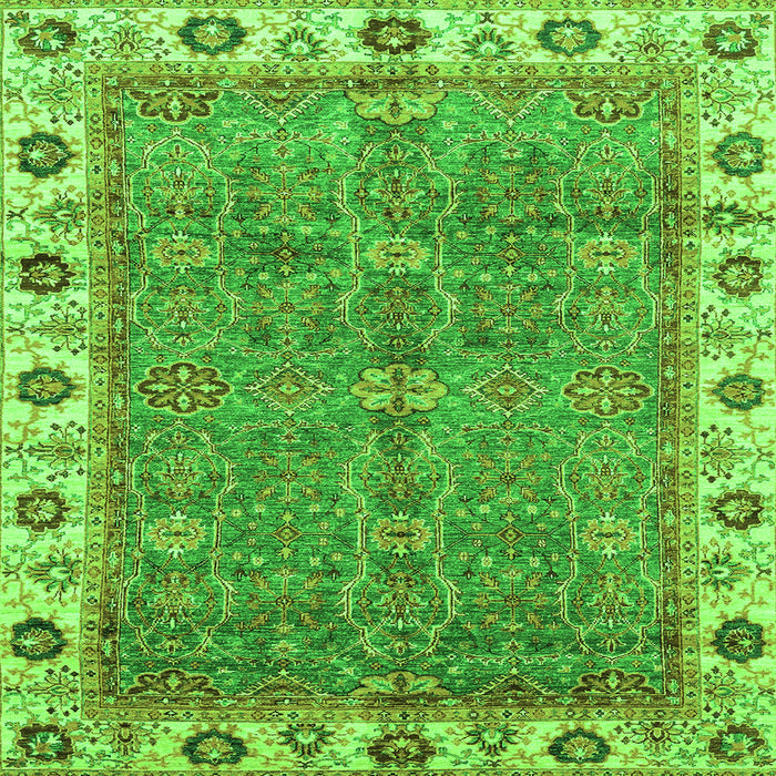 Square Machine Washable Oriental Green Traditional Area Rugs, wshabs3167grn