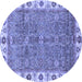 Round Oriental Blue Traditional Rug, abs3167blu