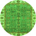 Round Oriental Green Traditional Rug, abs3167grn