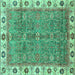 Square Oriental Turquoise Traditional Rug, abs3167turq