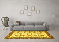 Machine Washable Oriental Yellow Traditional Rug, wshabs3168yw