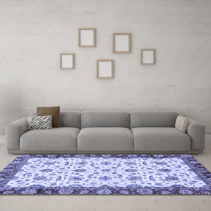 Machine Washable Oriental Blue Traditional Rug in a Living Room, wshabs3168blu