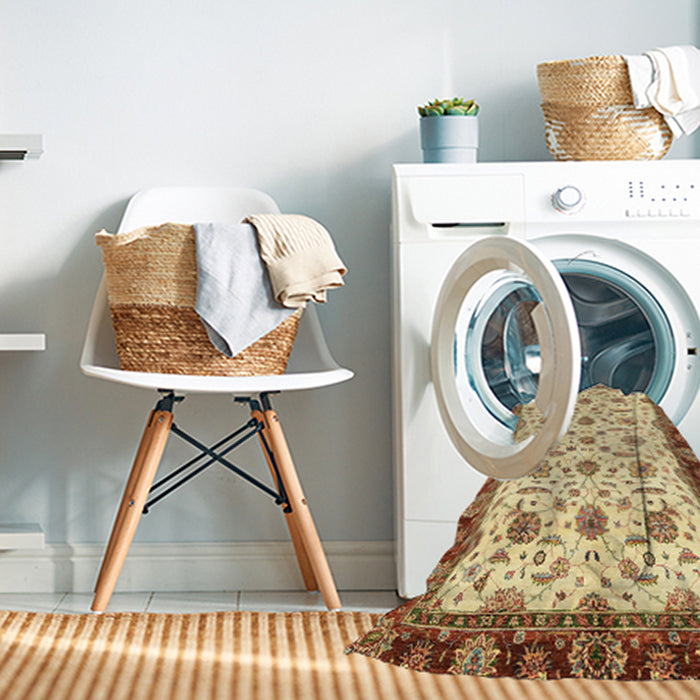 Machine Washable Abstract Red Rug in a Washing Machine, wshabs3168