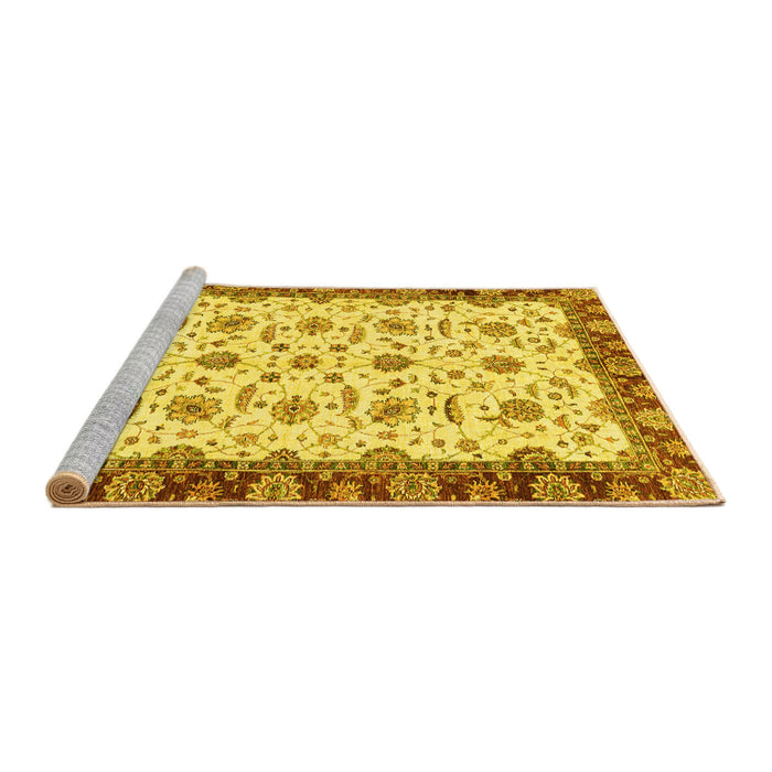 Sideview of Machine Washable Oriental Yellow Traditional Rug, wshabs3168yw