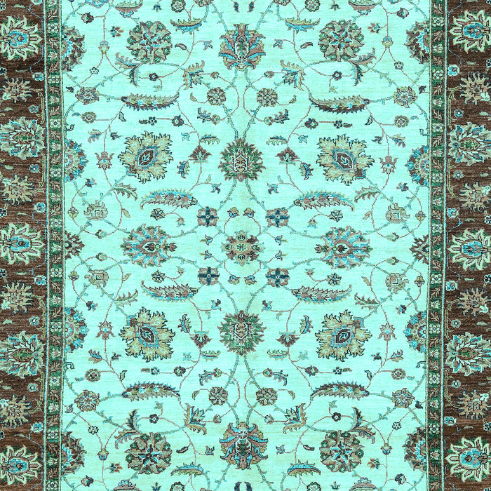 Machine Washable Oriental Light Blue Traditional Rug, wshabs3168lblu