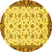 Round Oriental Yellow Traditional Rug, abs3168yw