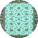 Round Oriental Light Blue Traditional Rug, abs3168lblu