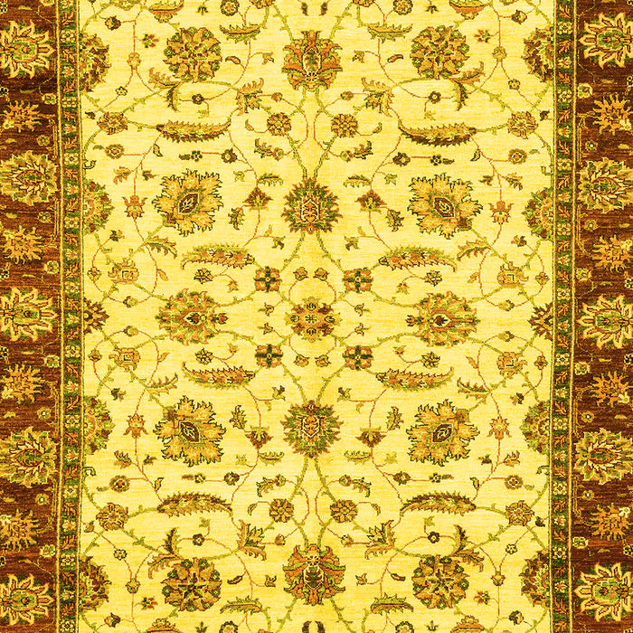 Machine Washable Oriental Yellow Traditional Rug, wshabs3168yw