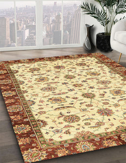 Machine Washable Abstract Red Rug in a Family Room, wshabs3168