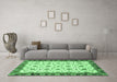 Machine Washable Oriental Emerald Green Traditional Area Rugs in a Living Room,, wshabs3168emgrn