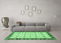 Machine Washable Oriental Emerald Green Traditional Rug, wshabs3168emgrn