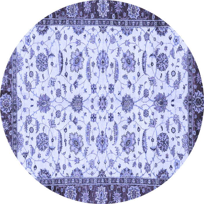 Round Machine Washable Oriental Blue Traditional Rug, wshabs3168blu