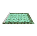 Sideview of Machine Washable Oriental Turquoise Traditional Area Rugs, wshabs3168turq