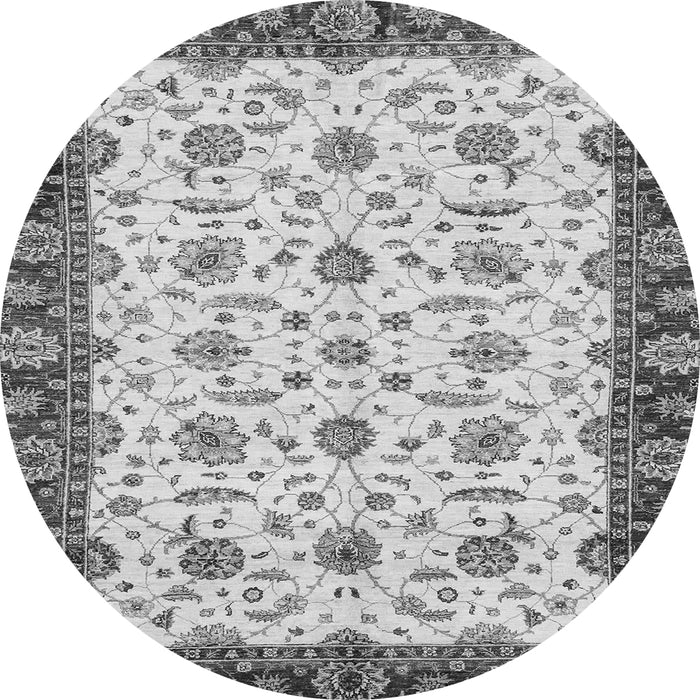 Round Machine Washable Oriental Gray Traditional Rug, wshabs3168gry