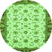 Round Oriental Green Traditional Rug, abs3168grn