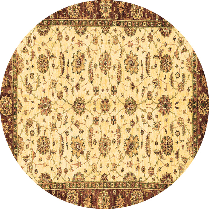 Round Machine Washable Oriental Brown Traditional Rug, wshabs3168brn