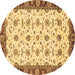 Round Oriental Brown Traditional Rug, abs3168brn