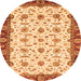 Round Oriental Orange Traditional Rug, abs3168org