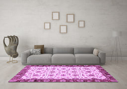 Machine Washable Oriental Purple Traditional Area Rugs in a Living Room, wshabs3168pur