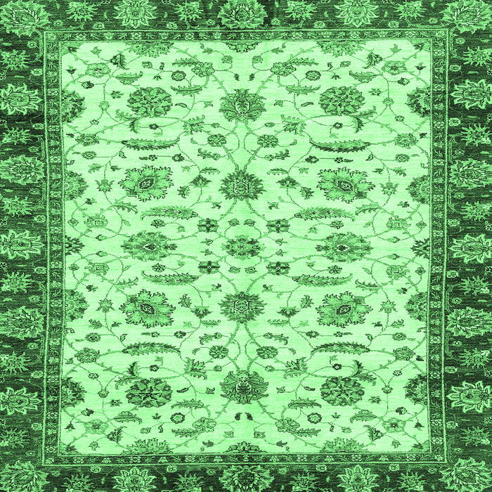 Square Machine Washable Oriental Emerald Green Traditional Area Rugs, wshabs3168emgrn
