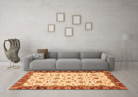 Machine Washable Oriental Orange Traditional Rug, wshabs3168org