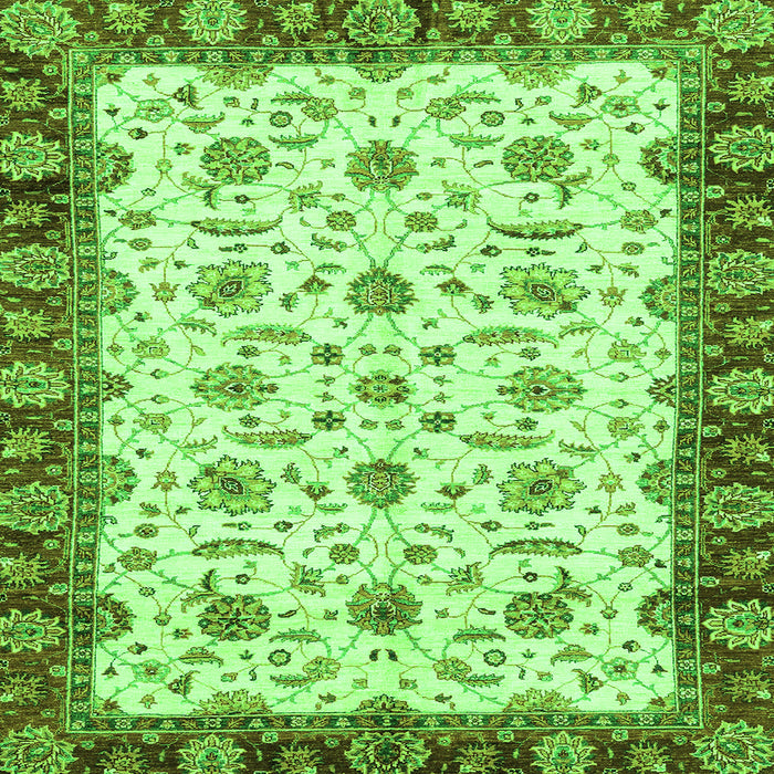 Square Machine Washable Oriental Green Traditional Area Rugs, wshabs3168grn