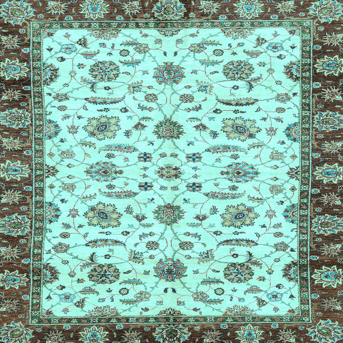 Square Machine Washable Oriental Light Blue Traditional Rug, wshabs3168lblu