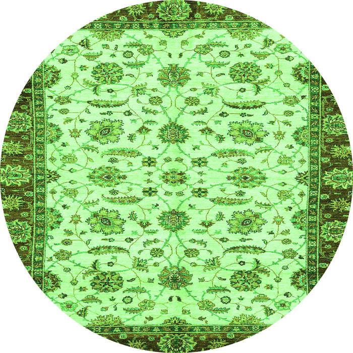 Round Machine Washable Oriental Green Traditional Area Rugs, wshabs3168grn