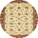 Round Abstract Red Oriental Rug, abs3168