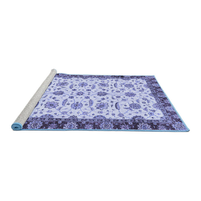 Sideview of Machine Washable Oriental Blue Traditional Rug, wshabs3168blu