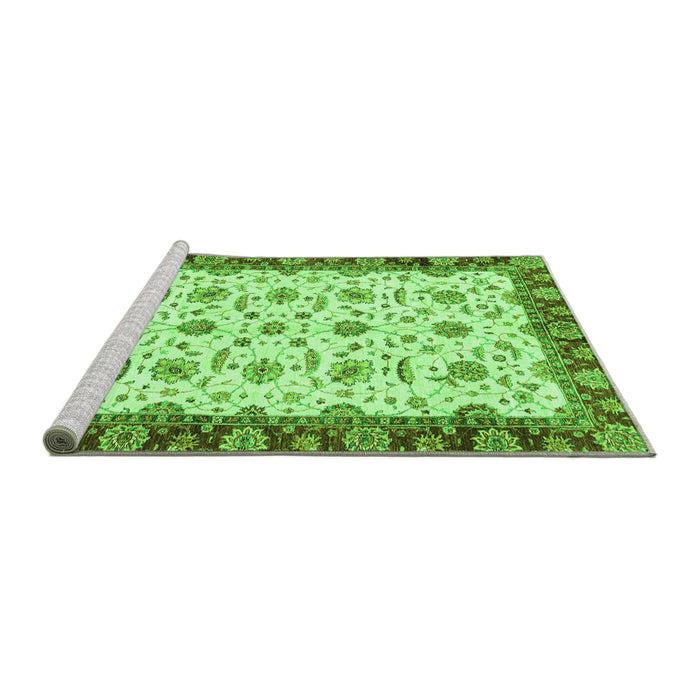 Sideview of Machine Washable Oriental Green Traditional Area Rugs, wshabs3168grn