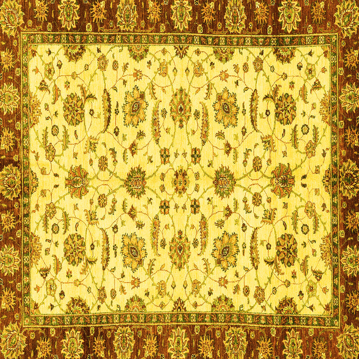 Square Oriental Yellow Traditional Rug, abs3168yw