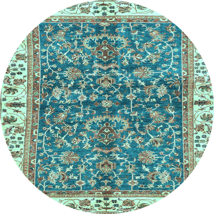 Round Abstract Light Blue Modern Rug, abs3169lblu