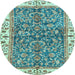 Round Abstract Light Blue Modern Rug, abs3169lblu