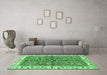 Machine Washable Abstract Emerald Green Modern Area Rugs in a Living Room,, wshabs3169emgrn