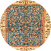 Round Machine Washable Abstract Metallic Gold Rug, wshabs3169