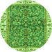 Round Machine Washable Abstract Green Modern Area Rugs, wshabs3169grn