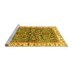 Sideview of Machine Washable Abstract Yellow Modern Rug, wshabs3169yw