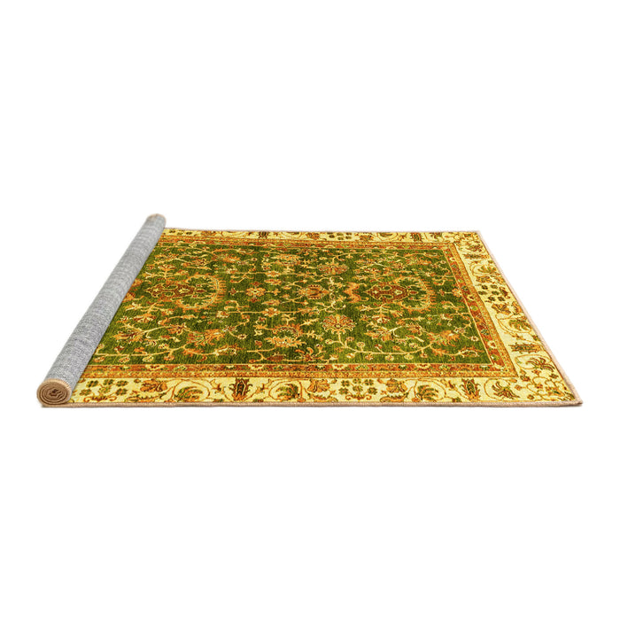 Sideview of Machine Washable Abstract Yellow Modern Rug, wshabs3169yw