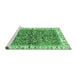 Sideview of Machine Washable Abstract Emerald Green Modern Area Rugs, wshabs3169emgrn