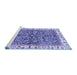 Sideview of Machine Washable Abstract Blue Modern Rug, wshabs3169blu