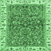 Square Machine Washable Abstract Emerald Green Modern Area Rugs, wshabs3169emgrn