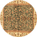 Round Abstract Brown Modern Rug, abs3169brn