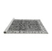 Sideview of Machine Washable Abstract Gray Modern Rug, wshabs3169gry